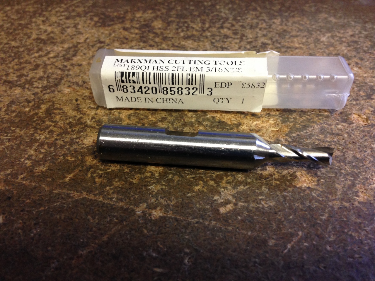 Drill America High-Speed Steel End Mill – 3/8" Cutting Diameter, 3/4" Cutting Length, 2 Flute, Square End, Polished Finish