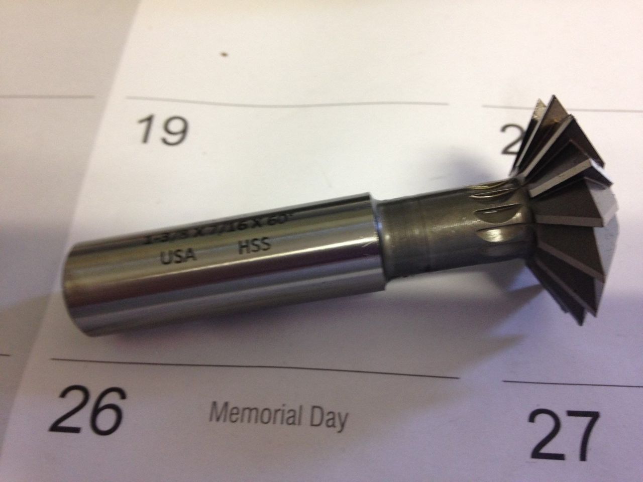 13/8" 60 DEGREE INCLUDED ANGLE HIGH SPEED STEEL DOUBLE ANGLE CUTTER