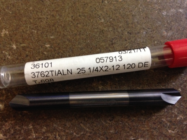 1/4" 2 FLUTE DOUBLE END 120 DEGREE TiAlN CARBIDE CHAMFER MILL