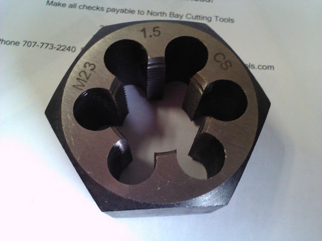 M23 X 1.50 CARBON STEEL HEXAGONAL RE-THREADING DIE