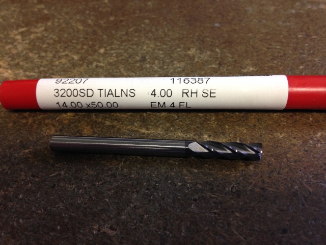 4mm 4 FLUTE SINGLE END TiAlN CARBIDE END MILL 4mm X 14mm X 4mm X 51mm