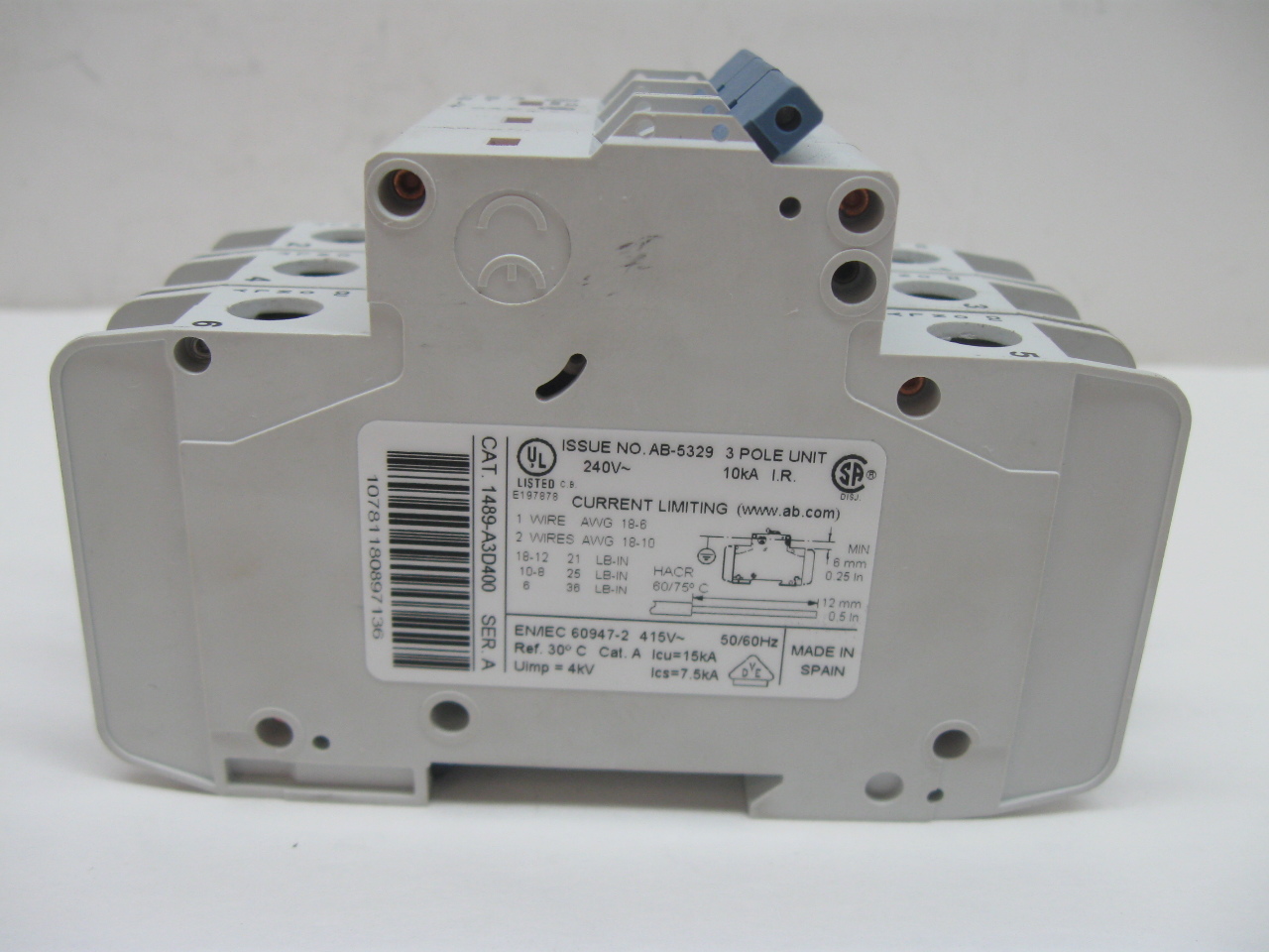 Allen Bradley 1489A3D400 Circuit Breaker 240V, 3 Pole, 40 Amp eBay