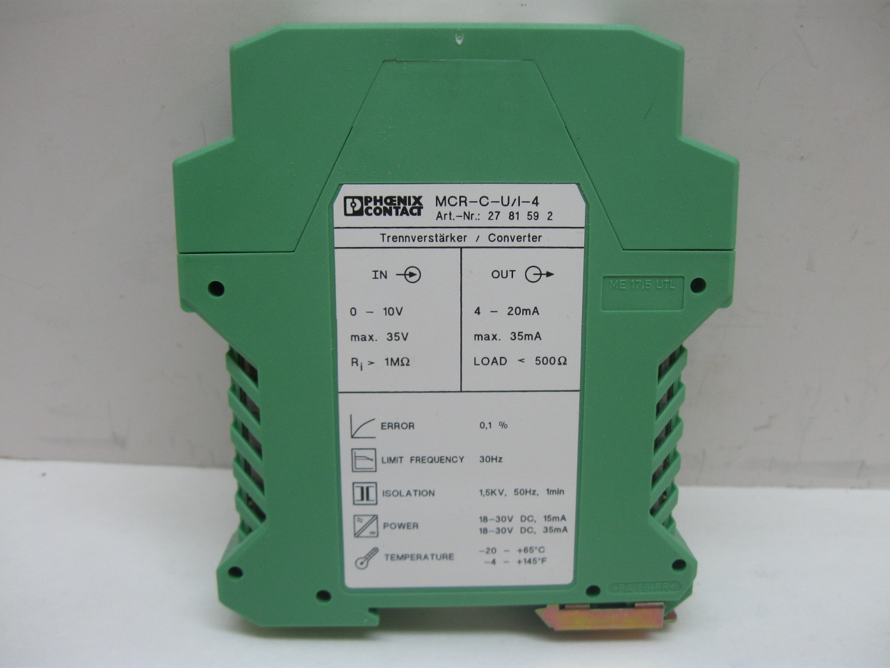 Phoenix Contact MCRCU/I4 Power Supply Isolated Signal Converter New