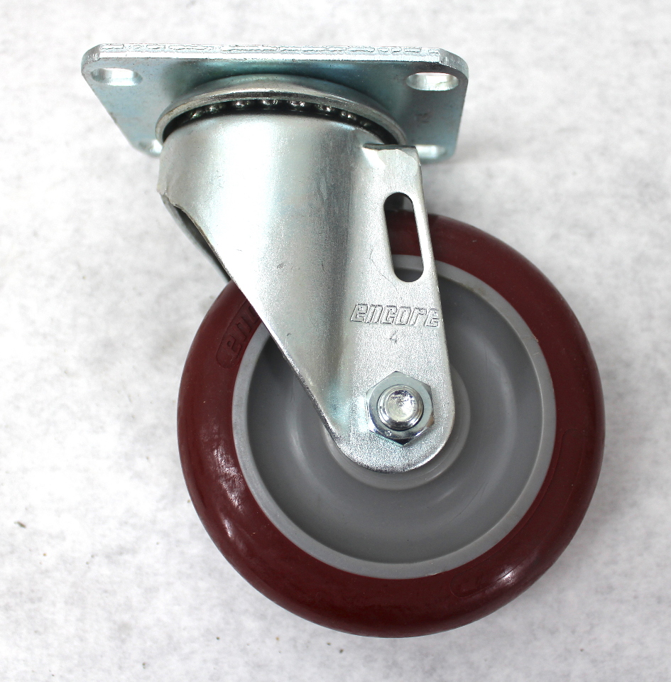 Colson Encore 4" x 1 1/4" Maroon Ecopoly Top Plate Swivel Caster Wheel