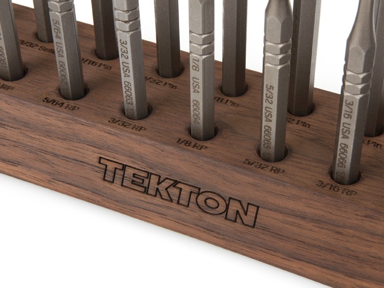 TEKTON 66564 Gunsmith Punch 18 Piece set with walnut bench block all