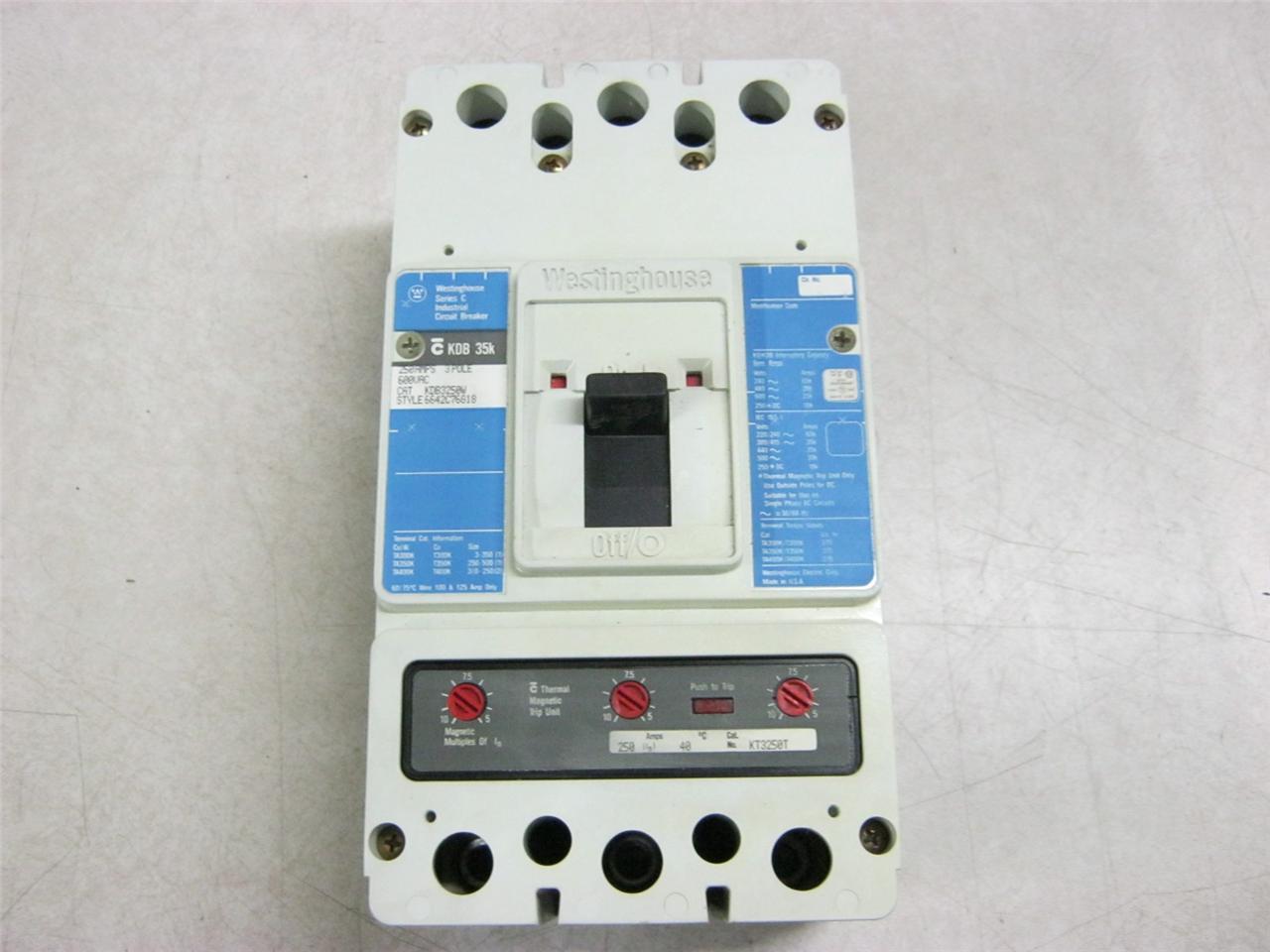 WESTINGHOUSE KDB3250W SERIES C INDUSTRIAL CIRCUIT BREAKER, 3 POLE, 250 AMP Daves Industrial