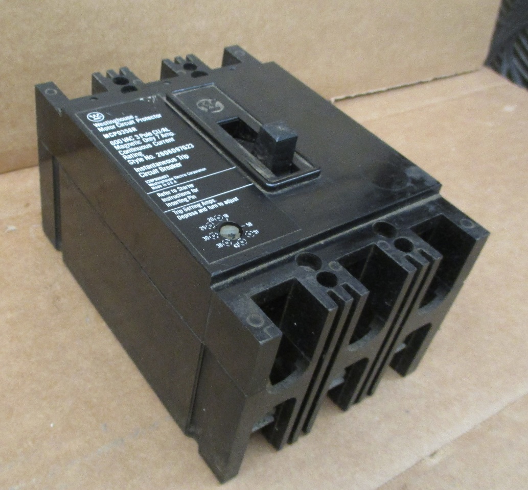Westinghouse MCP0358R Circuit Breaker 7 Amp 3 Pole 600 V Daves