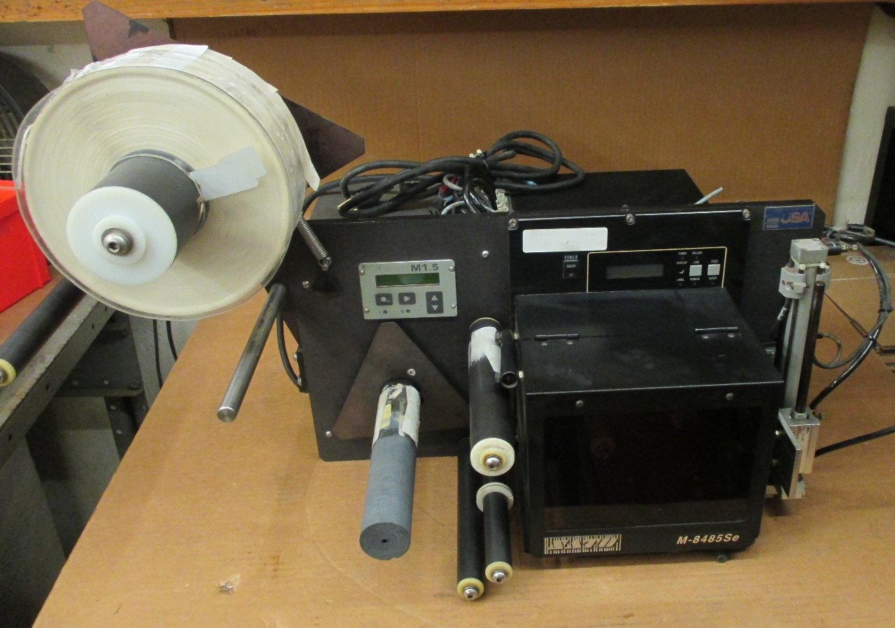SATO M8485SE Barcode Printer w/ Quadrel Labeling Systems Q31 Printer