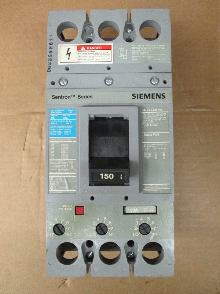 Siemens-FD63F250 Ser. B -Circuit-Breaker-With-150amp-Trip 600V | Daves