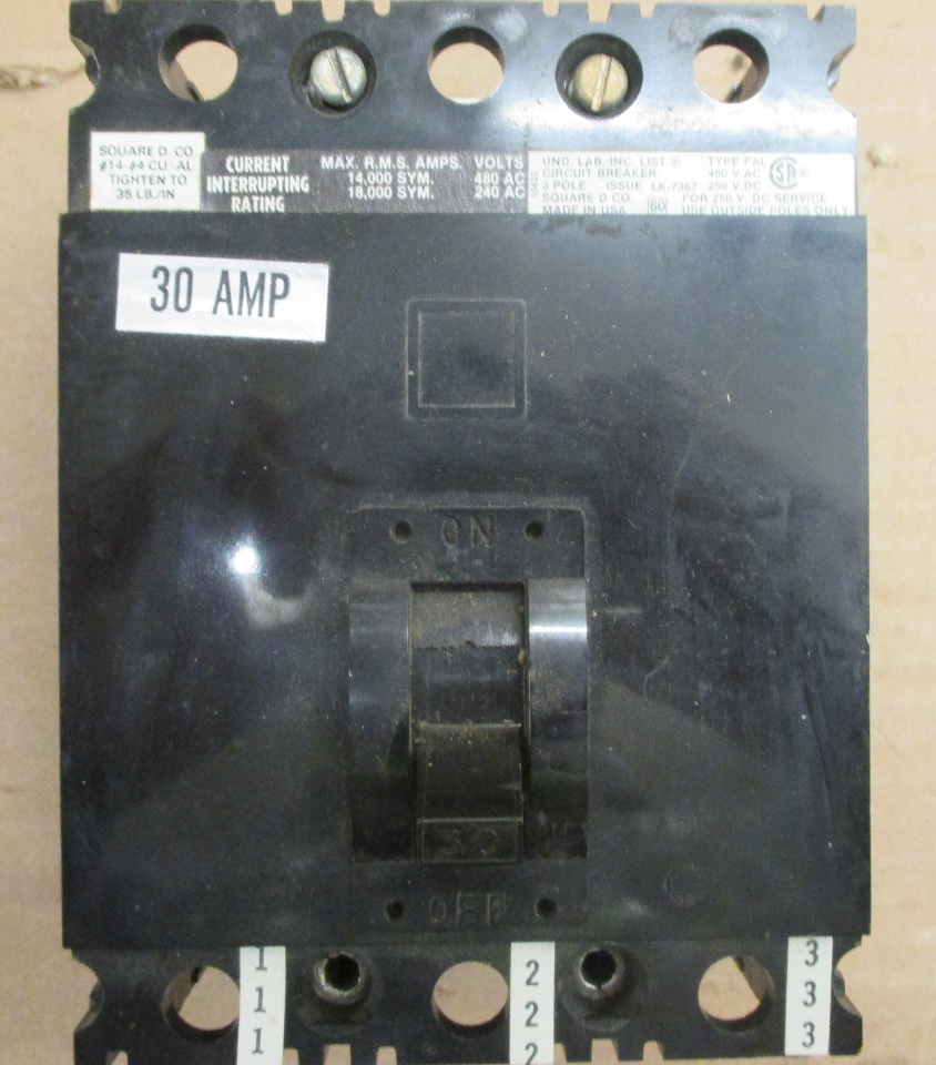 Square D Circuit Breaker FAL34030 30 Amp 480 Volt 3 Pole