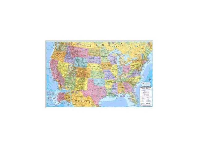 Map Of The World Rolled US/World Rolled Map Combo-40 x 28 - Laminated
