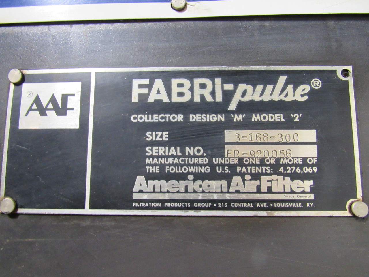 American Air Filter Design M Model 2 PulseJet Bag Type Dust Collector