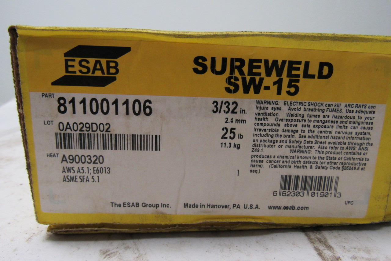 ESAB Sureweld SW15 811001106 Welding Electrode E6013 3/32"x12" 25lb