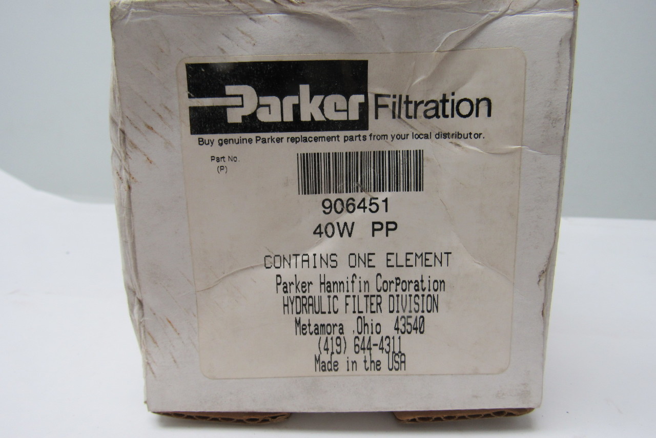 Parker 906451 40W PP Hydraulic Lube Oil Filter Element 40 Micron Wire