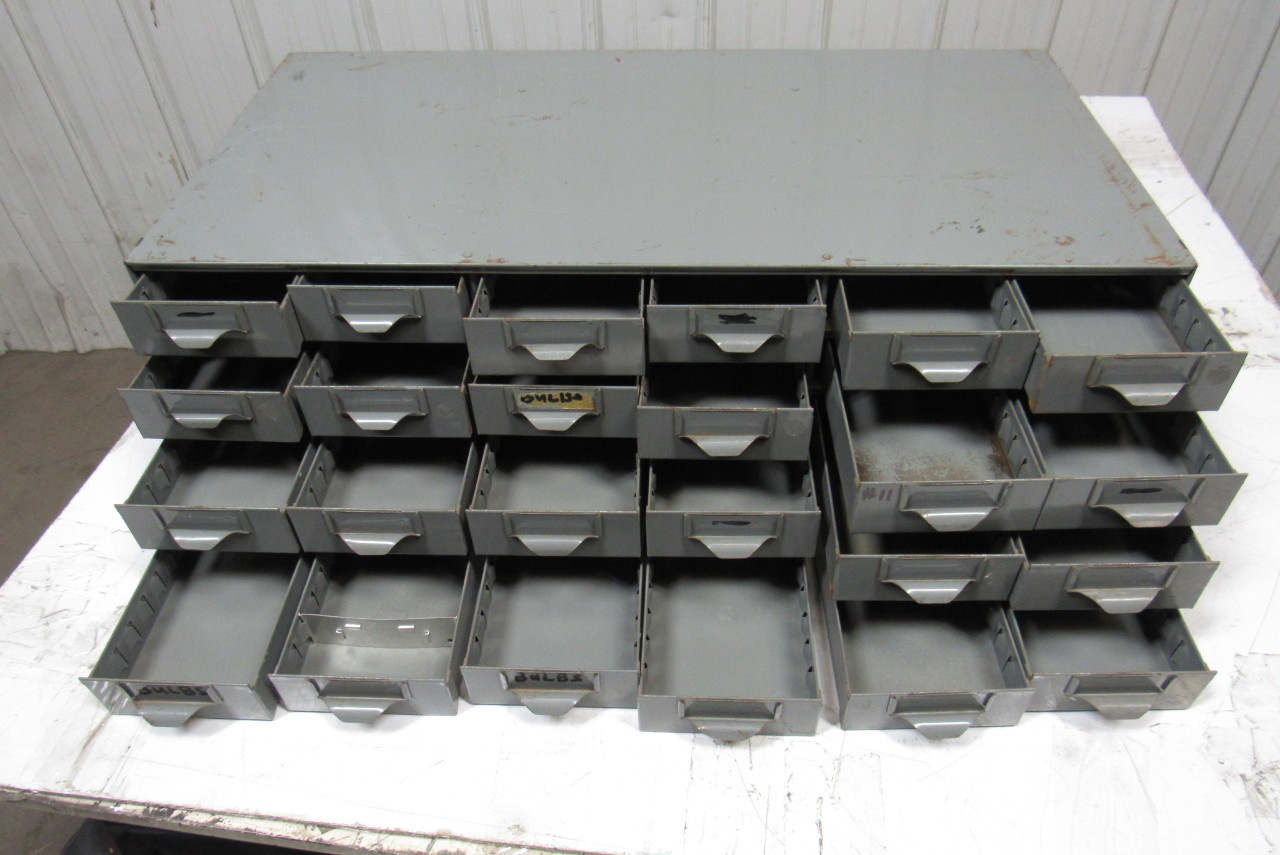 24 Drawer Industrial Metal Small Parts Bin 34"x17"x101/2"