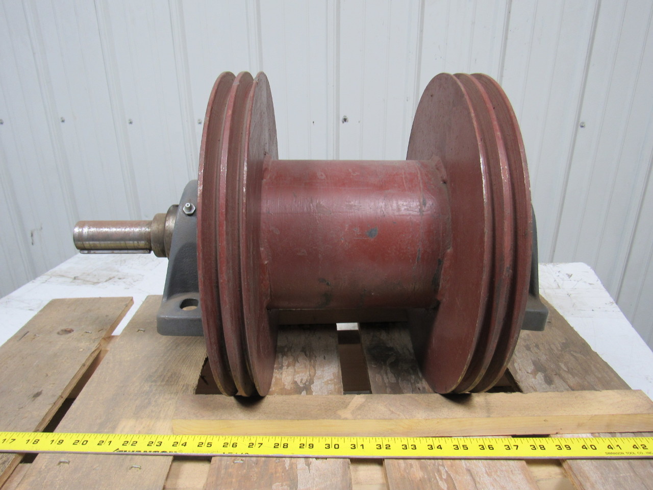 Industrial Steel Cable Spool 2" Shaft 14" Dia 101/4" Wide 63/4" Dia