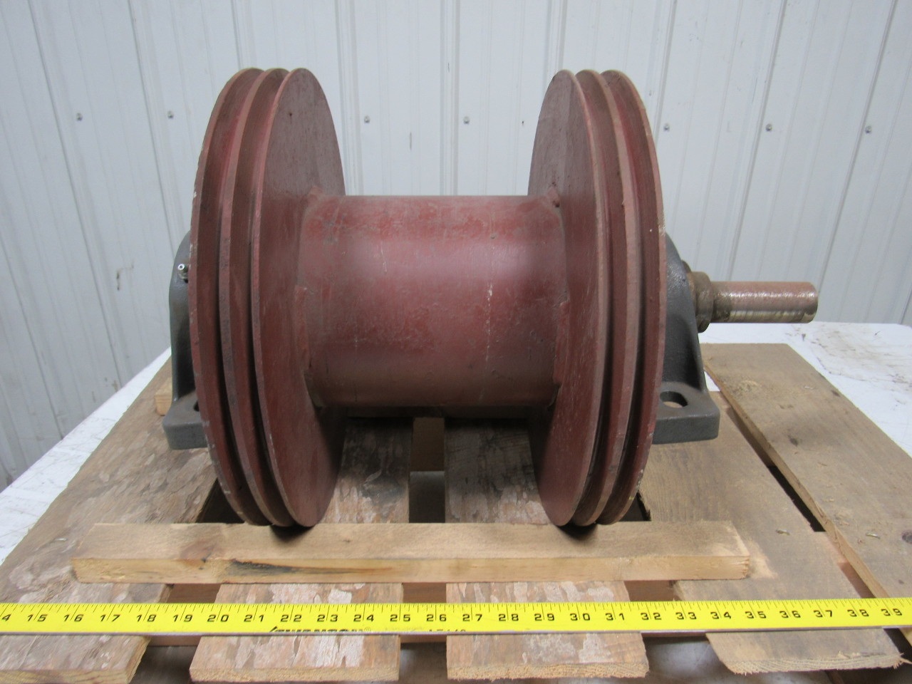 Industrial Steel Cable Spool 2" Shaft 14" Dia 101/4" Wide 63/4" Dia
