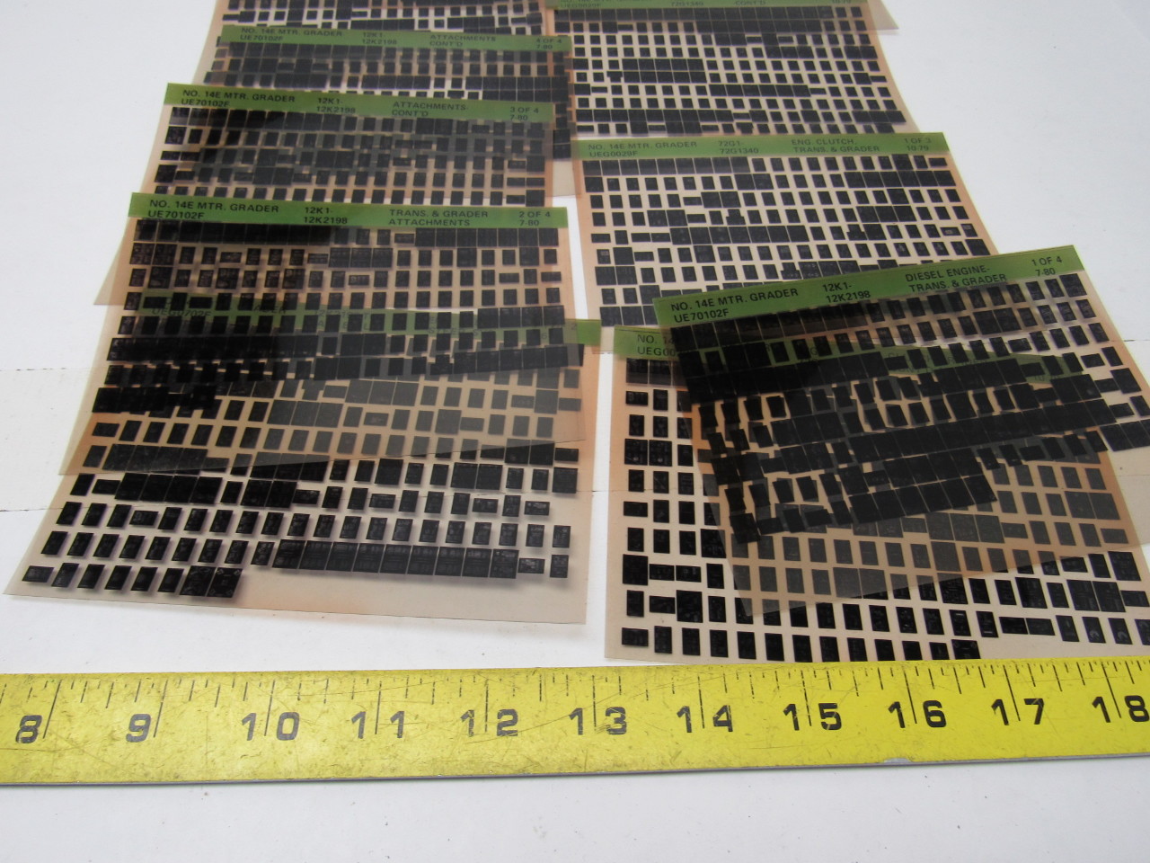 Cat Caterpillar No.14E Motor Grader Vintage Microfiche Catalog 11 Cards