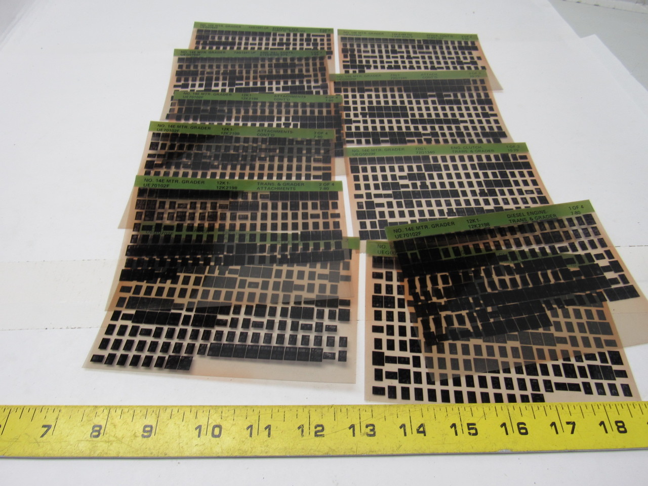 Cat Caterpillar No.14E Motor Grader Vintage Microfiche Catalog 11 Cards