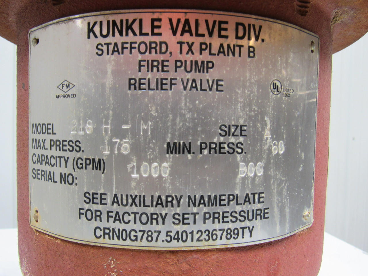 Kunkle Valve 218HM Fire Pump/Liquid Relief Valve 4"x4" Flanged eBay