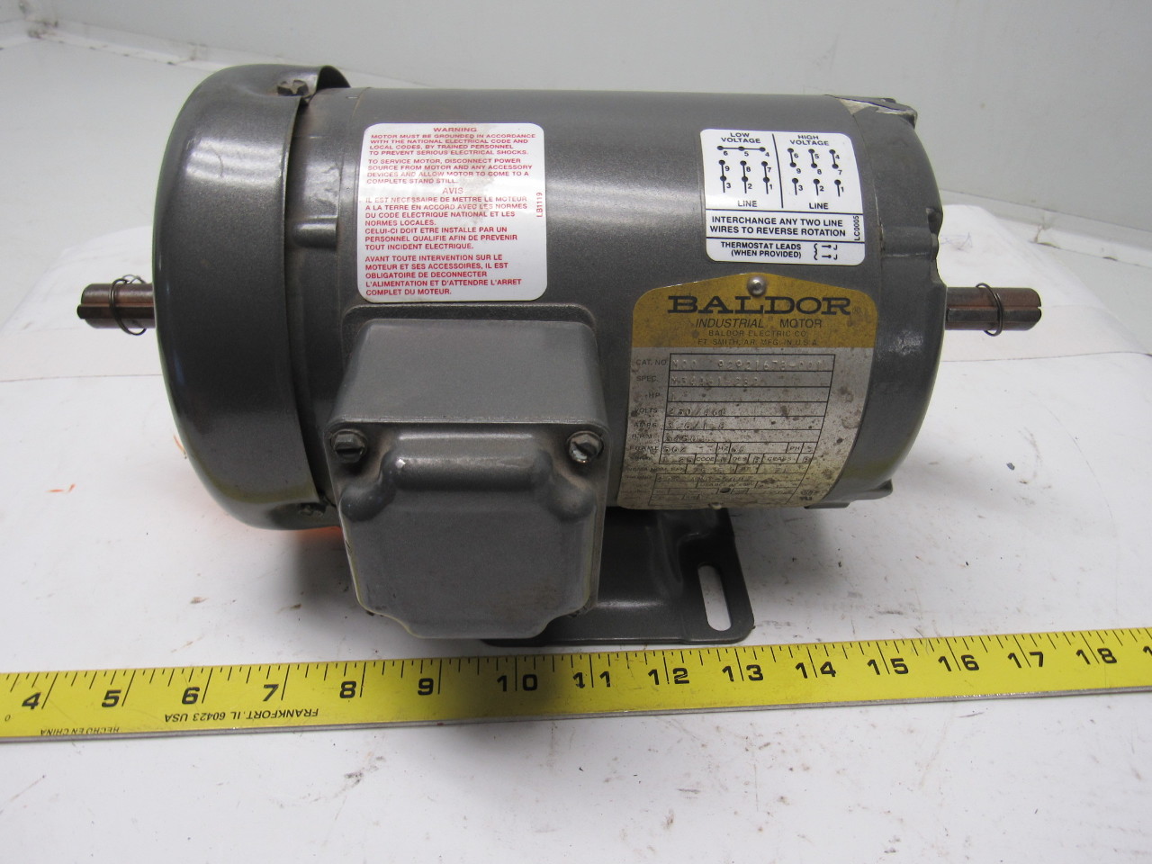 Baldor M00 92921678001 1HP 3PH 208230/460V 3450RPM Double Shaft