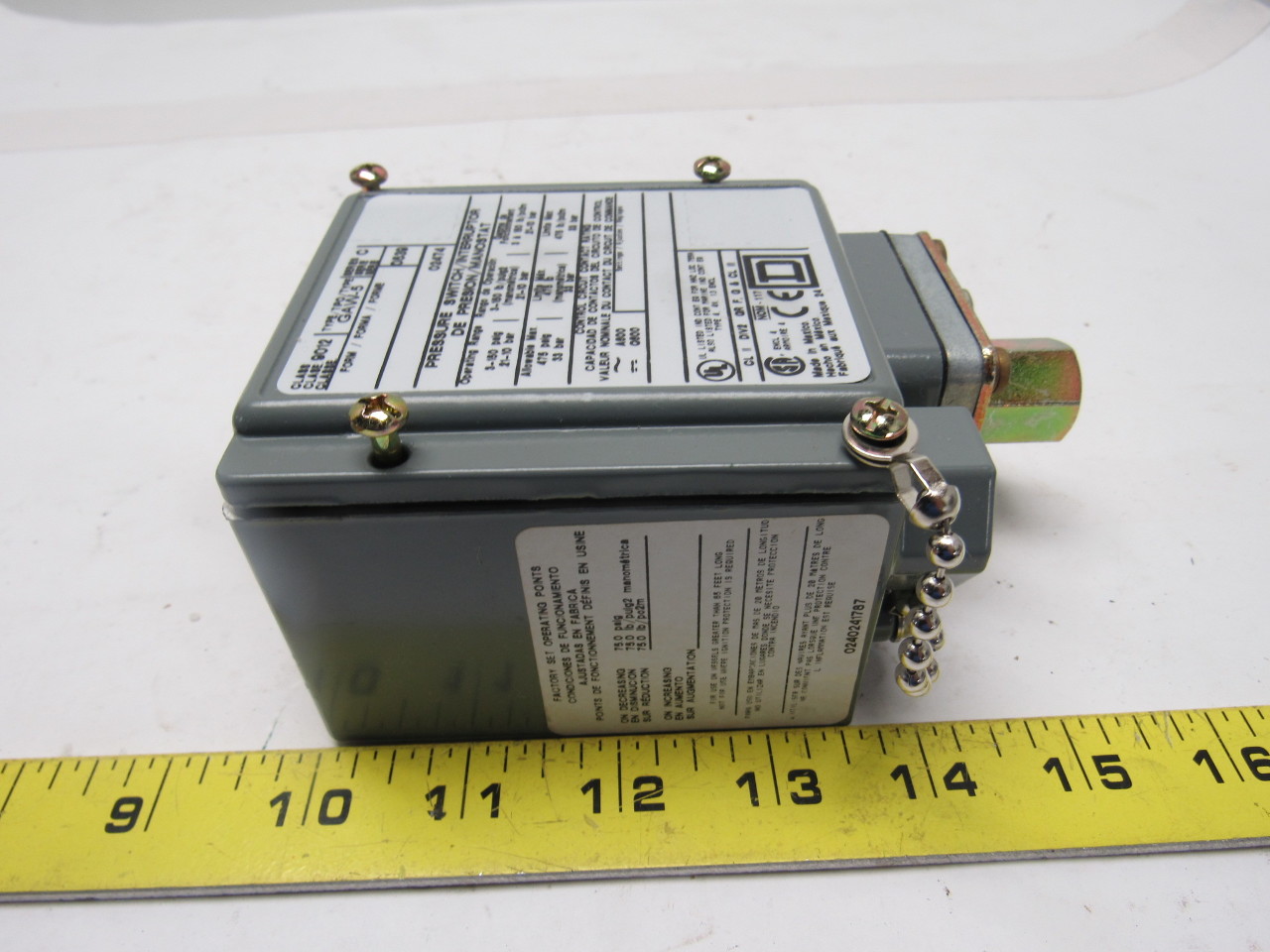 Square D 9012 GAW5 Ser. C Adjustable Industrial Pressure Switch