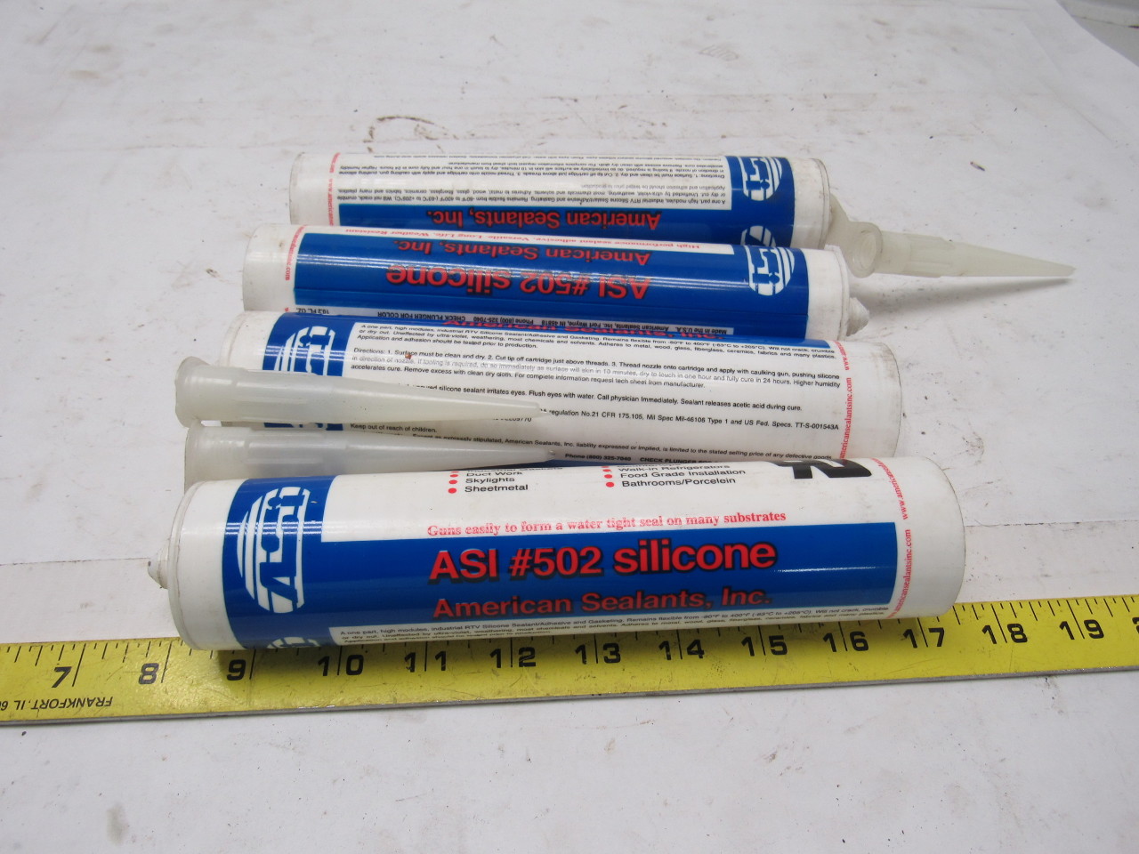 ASI 502 100 Silicone RTV Sealant White Food Grade 10.2 Oz. Lot Of 4