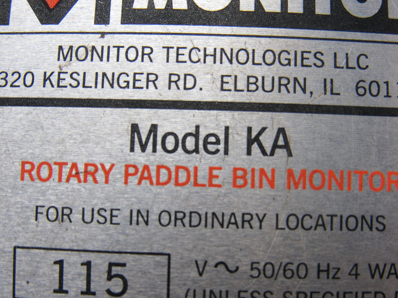 Monitor 183011 KA Rotary Paddle Bin level Monitor eBay