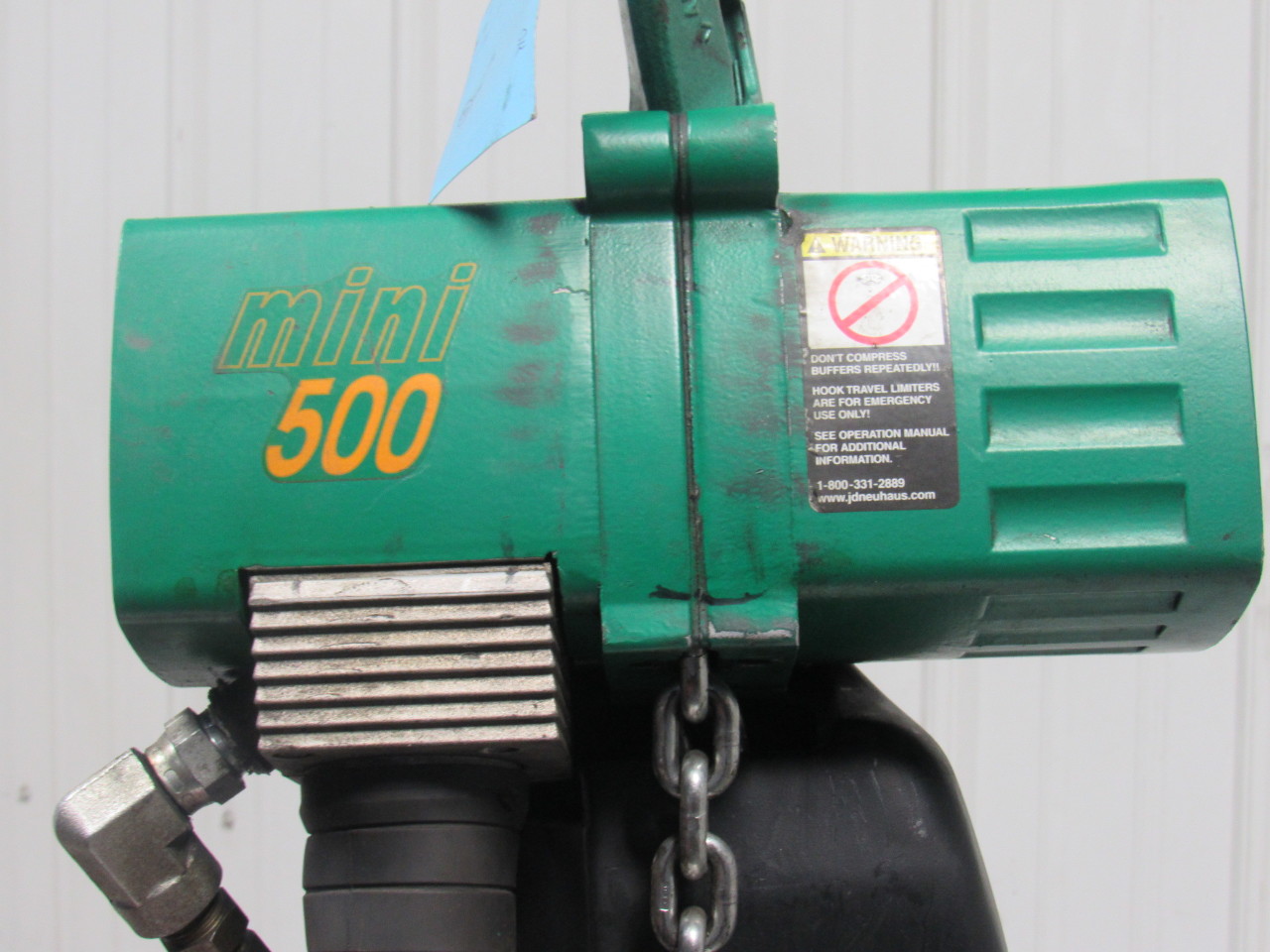 J.D. Neuhaus Mini 500 1100 Lb. Air Hoist 85PSI 15'10" Lift 12' Pendant