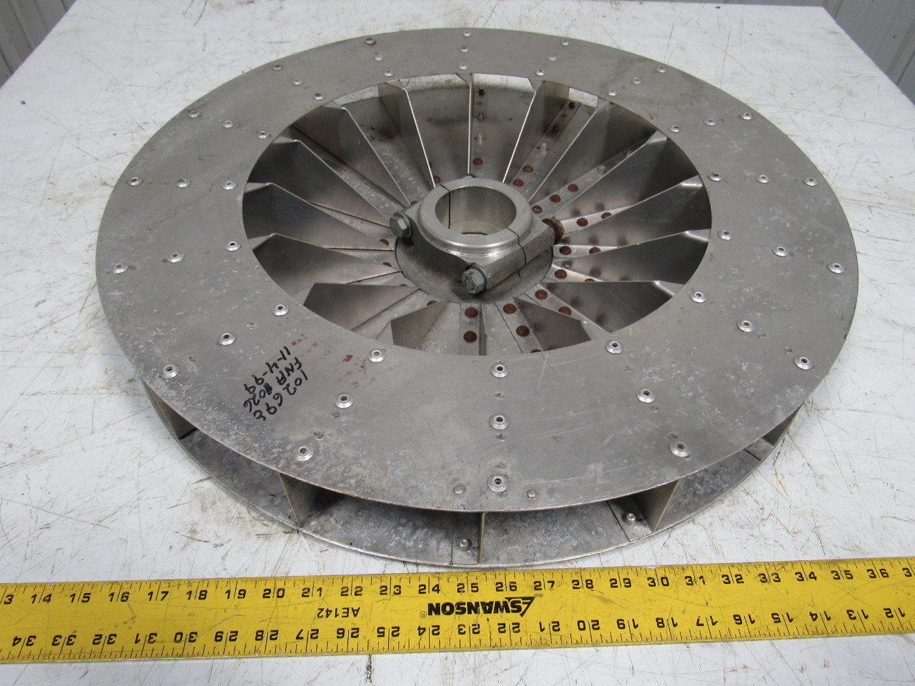 25" X 3" Aluminum Shrouded Radial Centrifugal Blower Wheel 16 Vane 27/