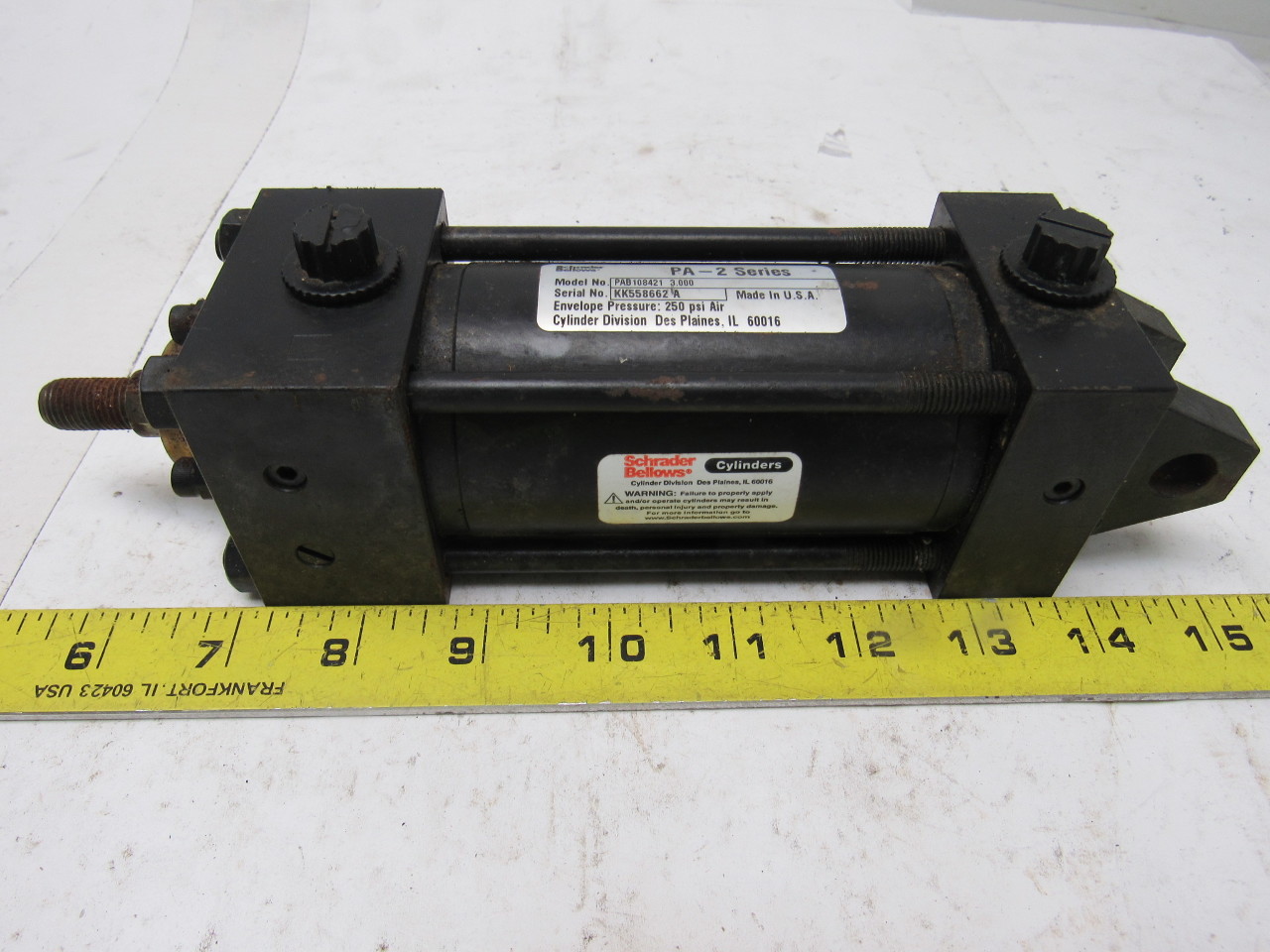 Schrader Bellows PAB108421 Heavy Duty Pneumatic Air Cylinder 3" Stroke