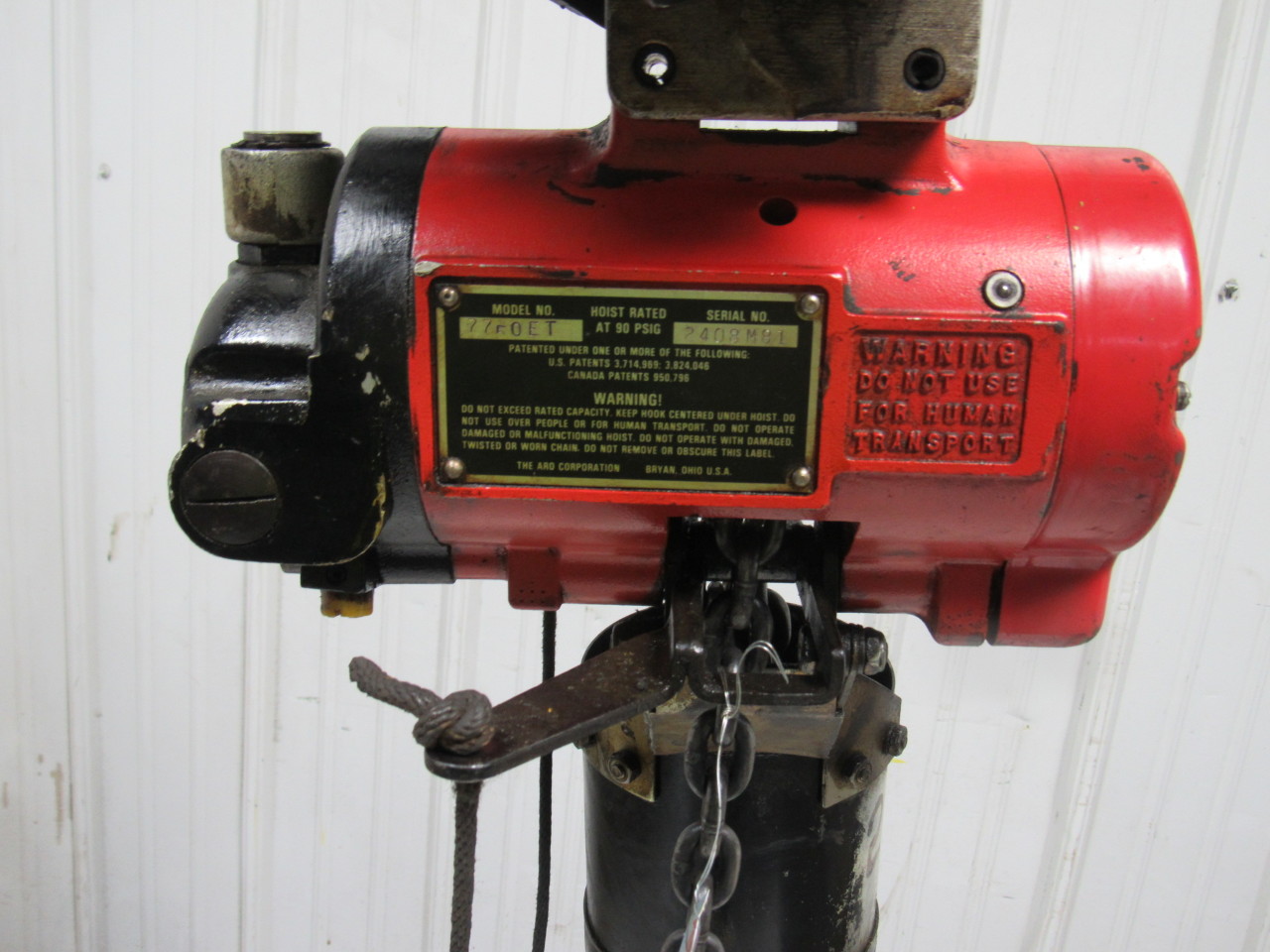 ARO 7750ET 1/2 Ton Air Pneumatic Chain Hoist W/Trolley 9' 5" Lift Pendant eBay