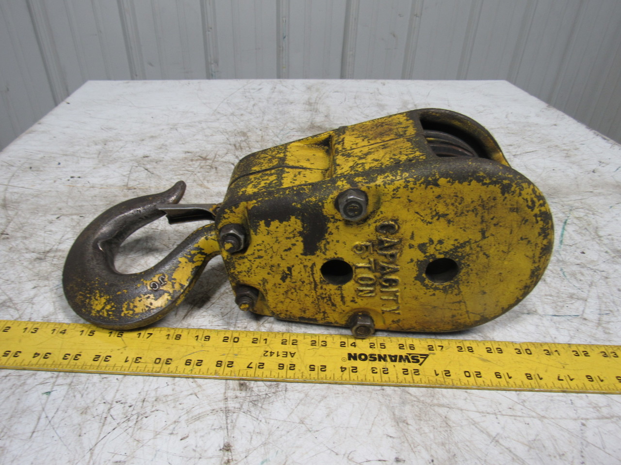 3Sheave Crane Swivel Hook Rope Block 5 Ton 10000Lb 1/2" Cable Wire eBay