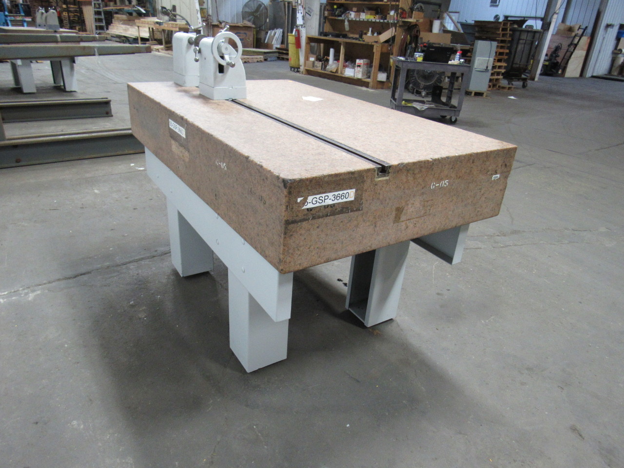 STARRETT 5'x3'x10" Pink Granite Surface Plate W/ TSlot & Centers