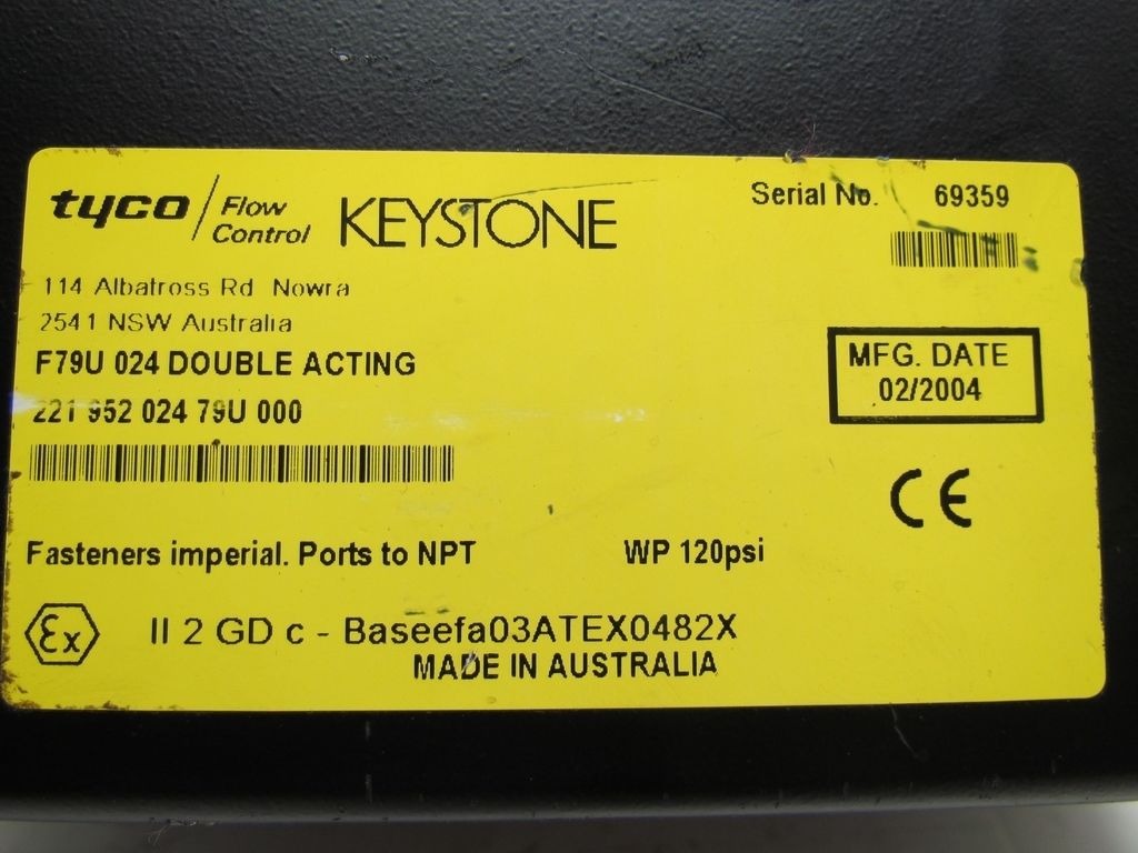 Keystone Tyco F79U-024 221-952-024-79U-000 Pneumatic Valve Actuator