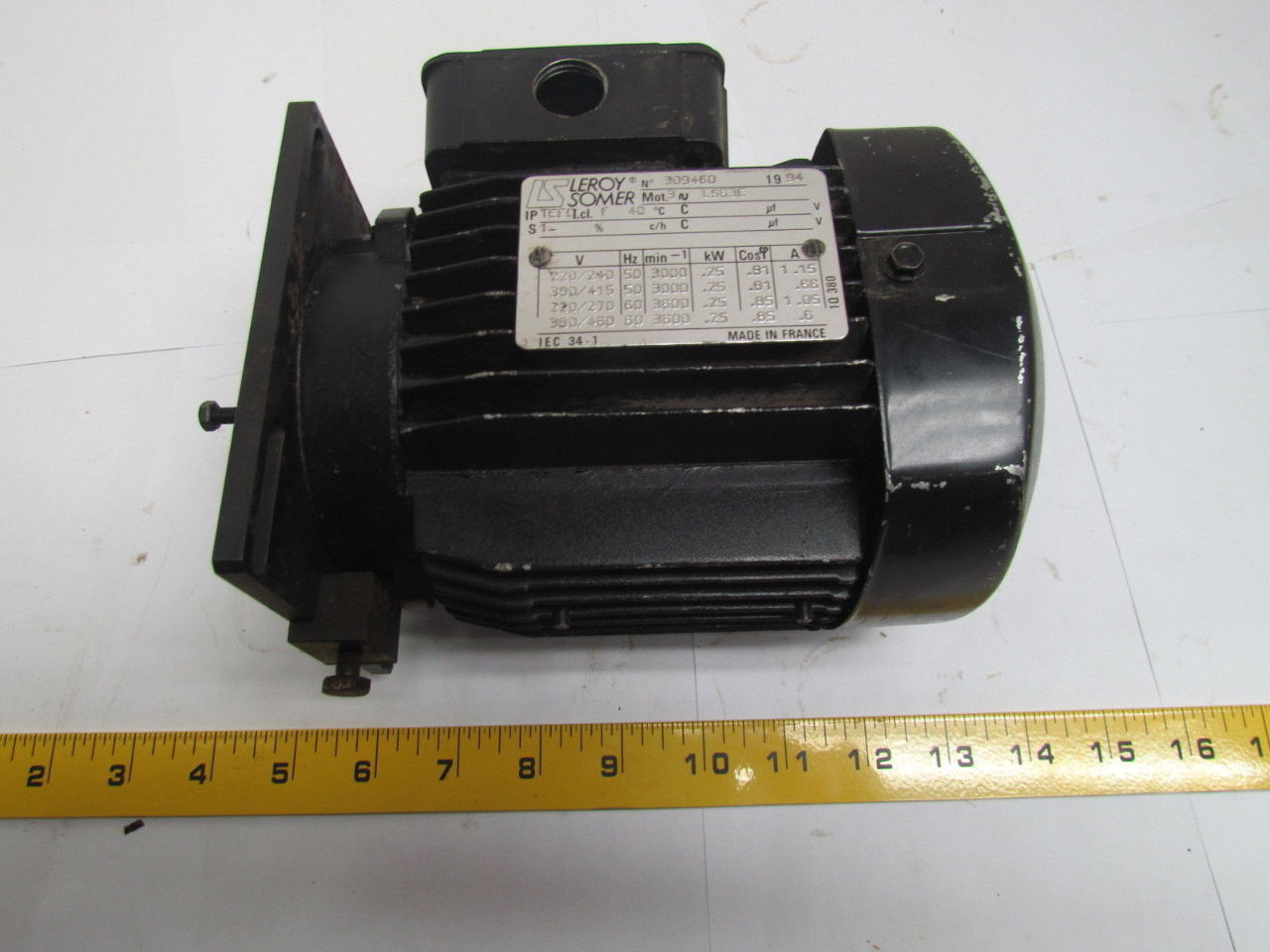 Leroy Somer 309460 LS63E 0.25 KW 230/460 3PH 3600RPM IEC 341 Motor TEFC