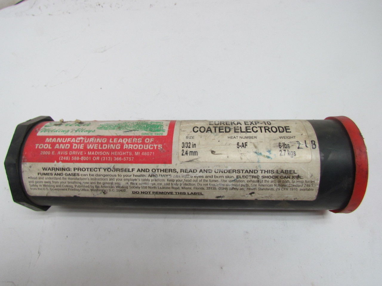 Eureka EXP10 Coated Stick Welding Rod Electrode 3/32" 5 LB Bullseye