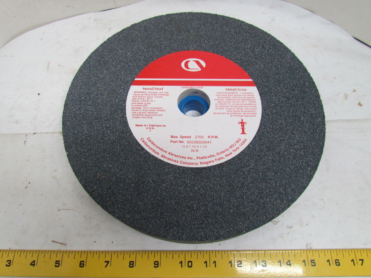 Carborundum Abrasives 36M 12x11/2x11/2" Straight Grinding Wheel 36