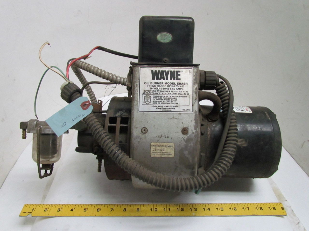 Marathon Electric Wayne EHASR Oil Burner 120 V W/.2 HP Motor 115 V 3450