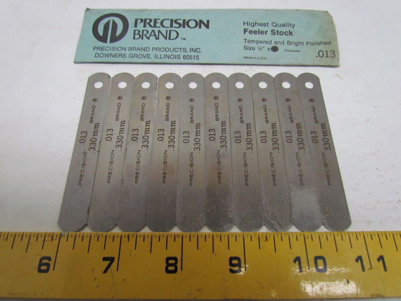 Precision Brand Feeler Stock Thickness Gauge .013"" .330mm Steel Gage 10pcs