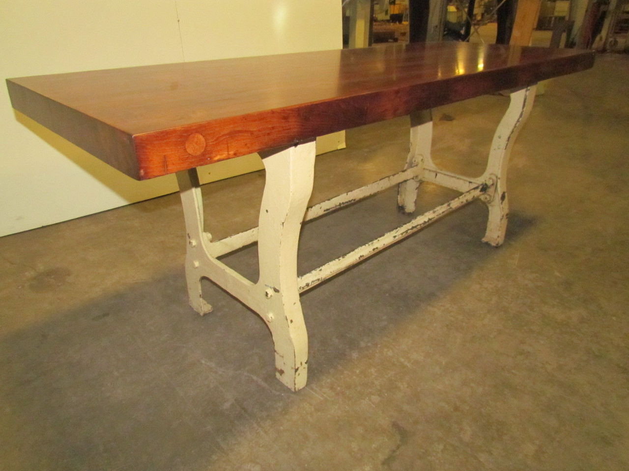 Vintage Antique Industrial 3" Butcher Block Dining Kitchen Table Cast