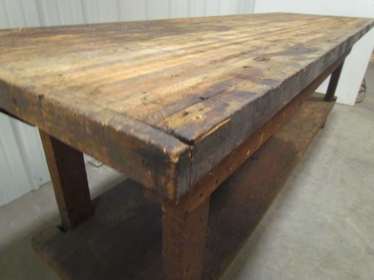  Vintage Heavy Duty Butcherblock Workbench Table Wood Frame 96x29x33