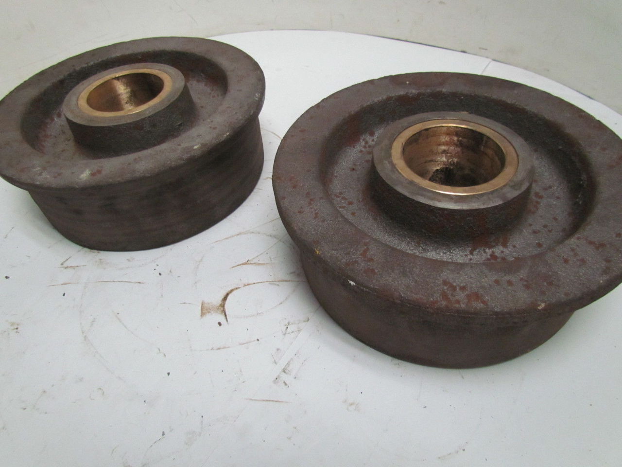 2 Iron Rail Style Flanged Track Wheels 9" Dia Flange 8" Dia Wheel 21/2