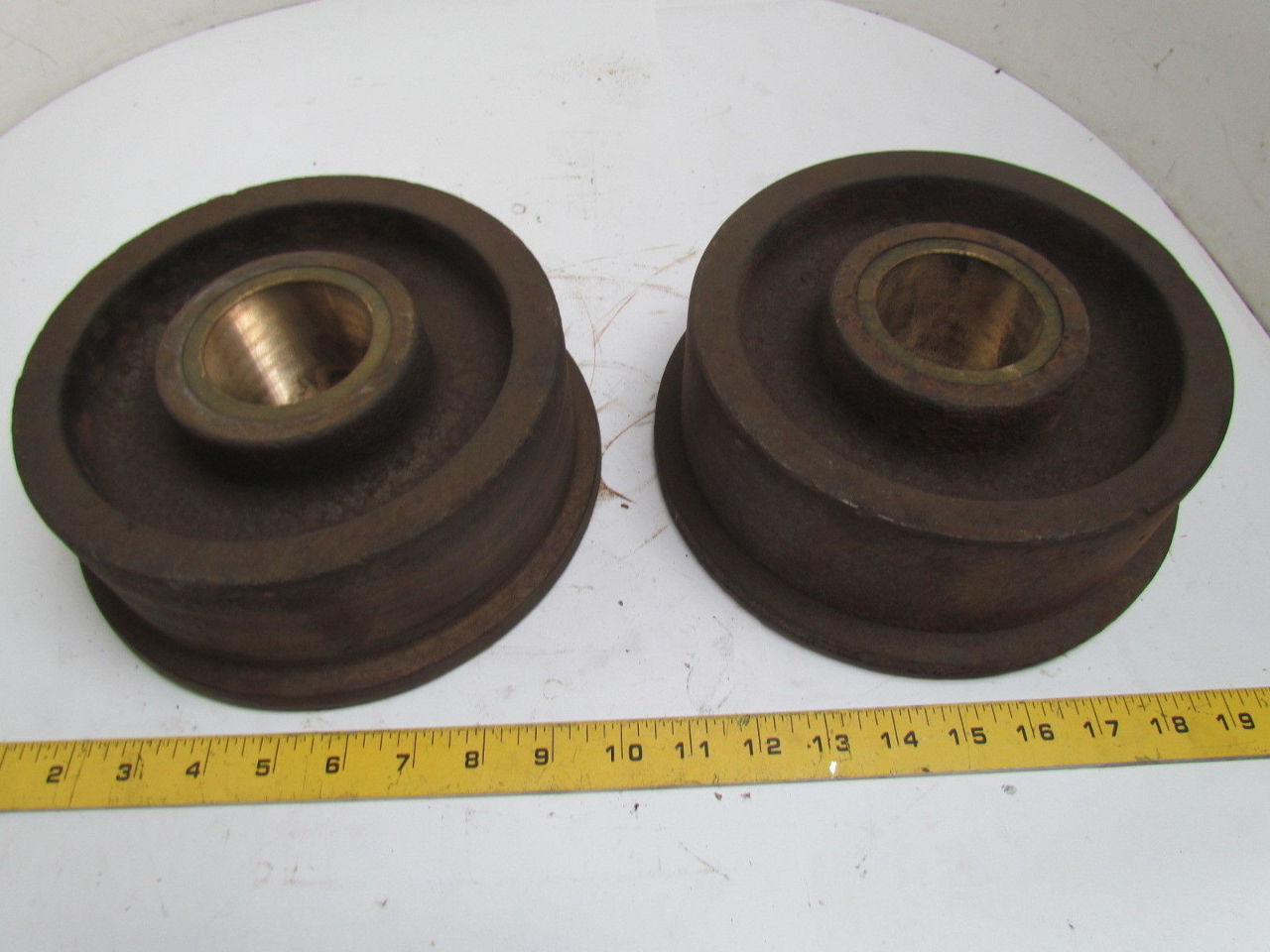 2 Iron Rail Style Flanged Track Wheels 9" Dia Flange 8" Dia Wheel 21/2