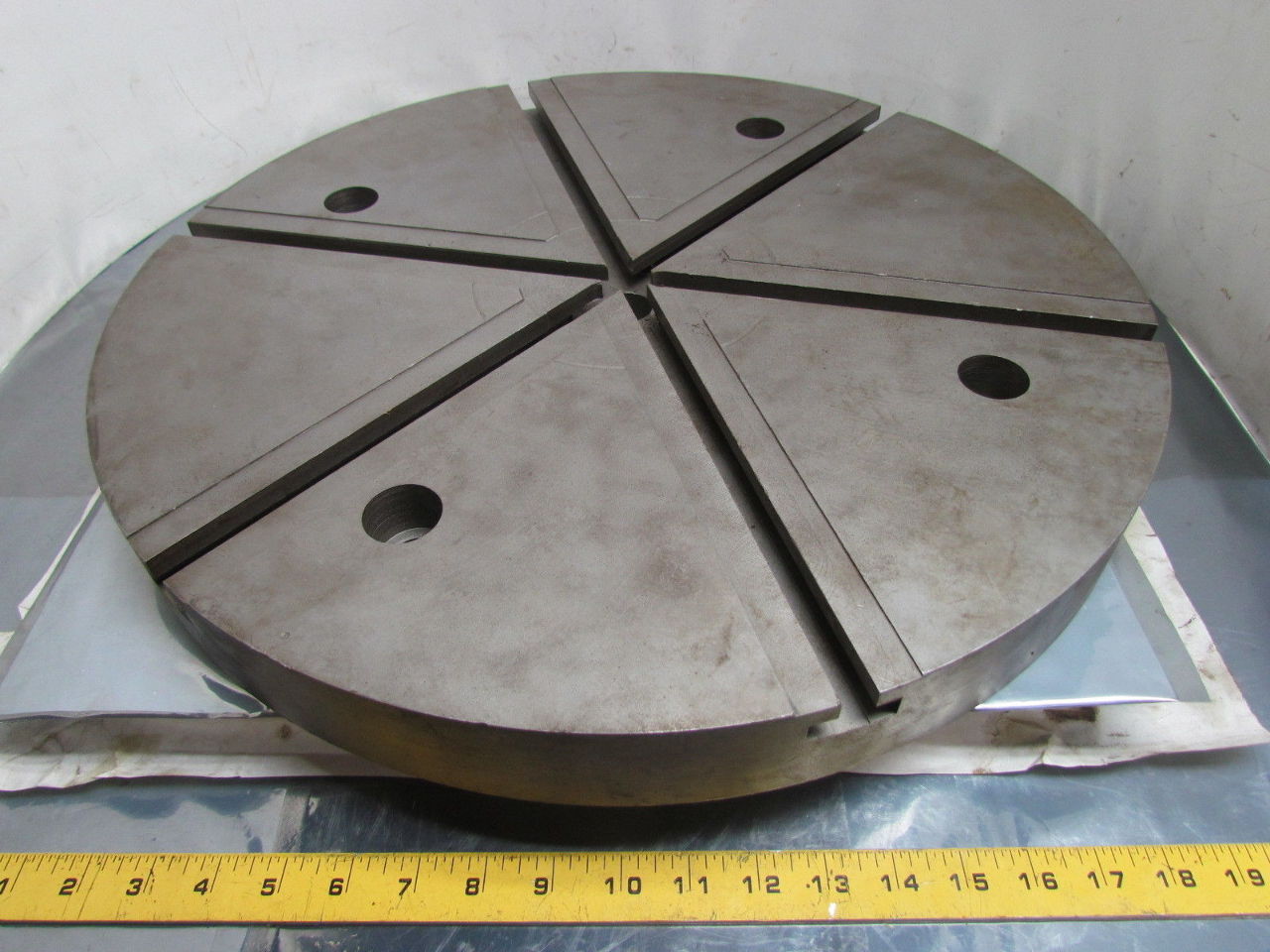 193/4"dia 2"Thick Round Solid Steel TSlotted Jig Fixture Face Back Plate