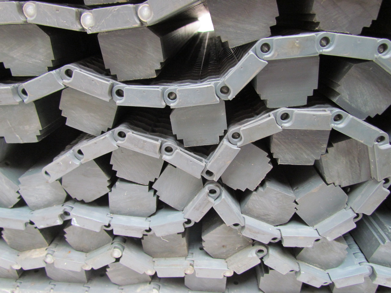 Perforated Flat Top Modular Conveyor Belt 24"x11'3" Length Ribbed/Flights