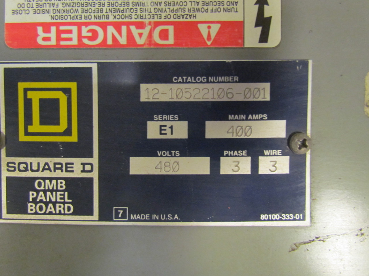 Square D QMB Panel board 480V 3 Pole w/400A Main & 3 Twin 100A Fused