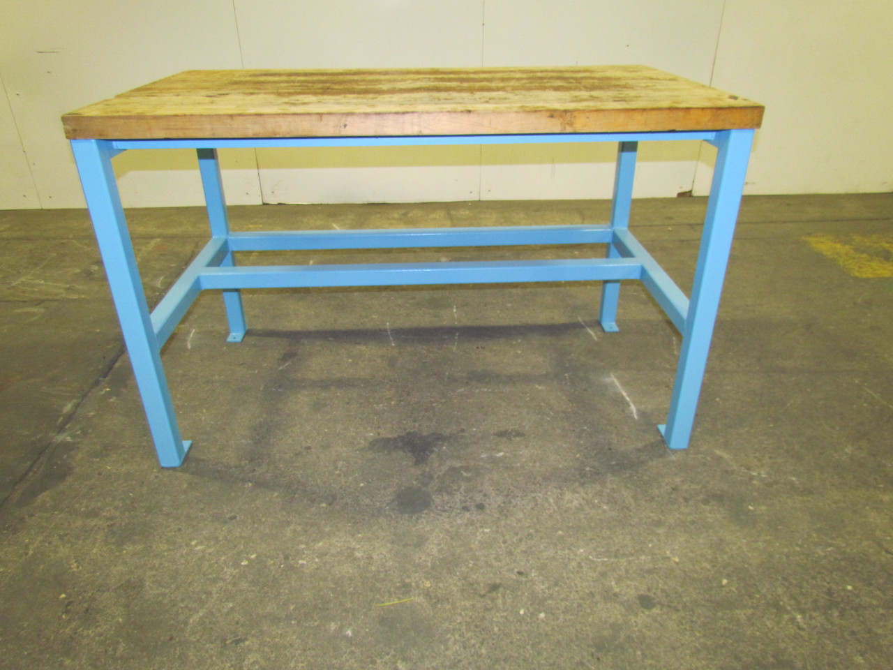 Industrial Butcher Block Workbench Table Welded Steel Frame 54x30x34
