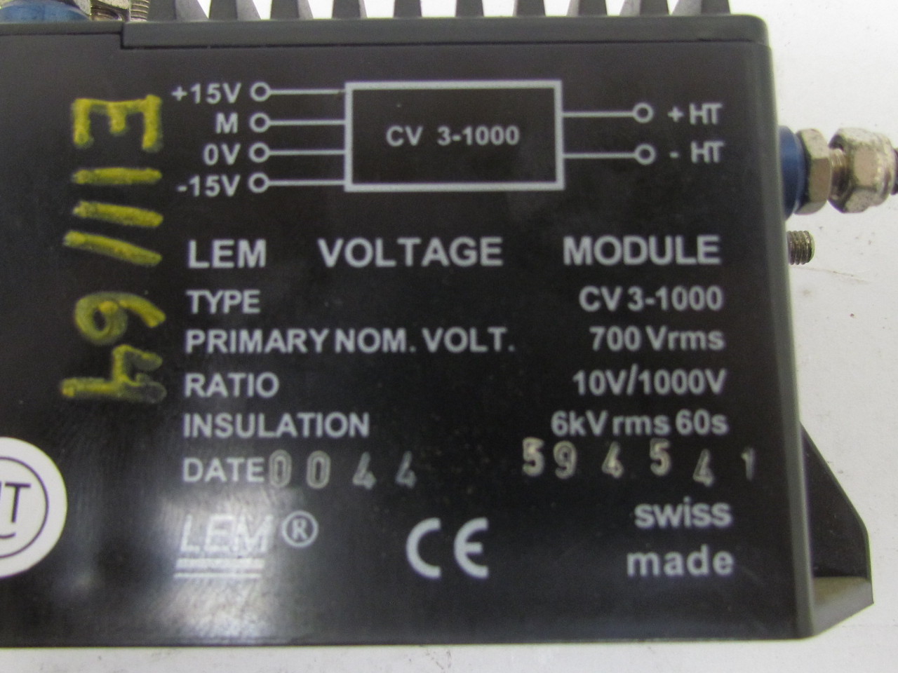 LEM CV31000 Voltage Transducer Primary Nom 700Vrms Ratio 10V/1000V