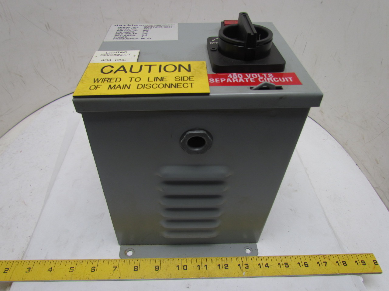 DayKin MDGTB05 A560 Transformer Disconnect Switch 1000VA 480V Pri 120V